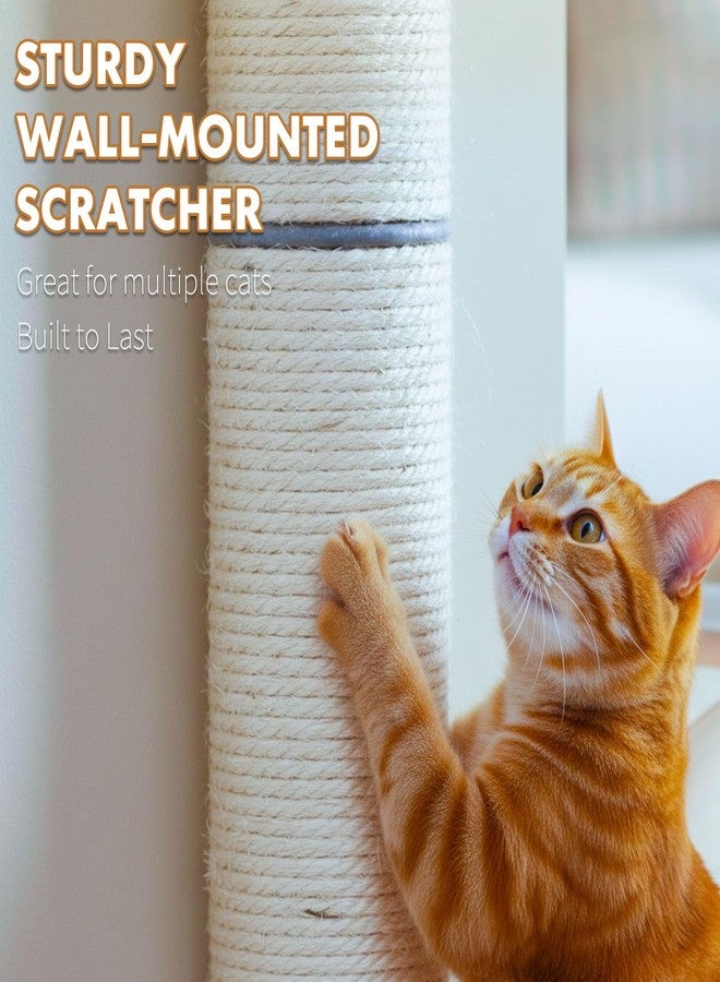 PowerKing Wall Mounted Cat Scratcher, 24" Vertical Sisal Scratching Post for Indoor Cats, Space-Saving Wall Cat Furniture with Natural Jute Rope & Rotatable Design - Image 3